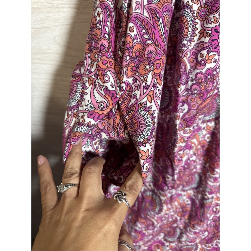 Loungees branded paisley dress is a vibrant pink and purple Moomoo/ Maxi Dress1x - Picture 3 of 13